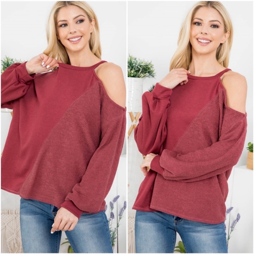 ❤️Cold Shoulder Sweater Top